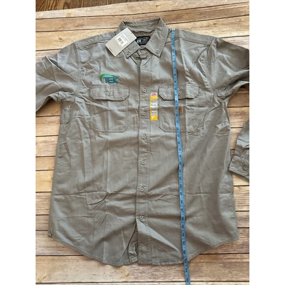 NWT CARHARTT FRS160 Flame Resistant Twill Shirt Men Large gray Workwear TEK - Picture 8 of 10